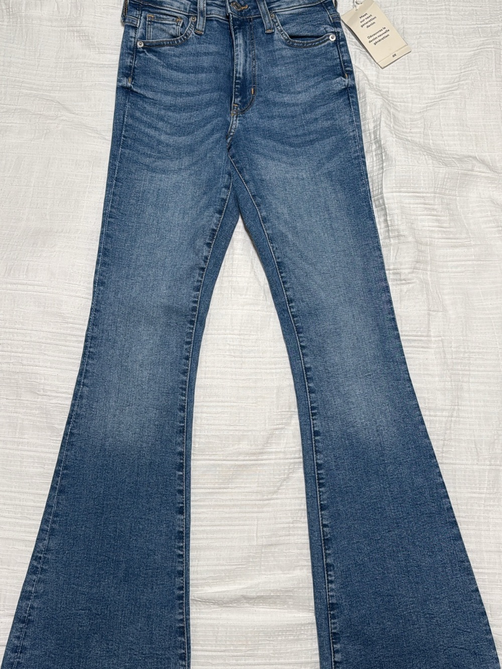 H&M Women's Mid Blue High-Rise Flared Jeans